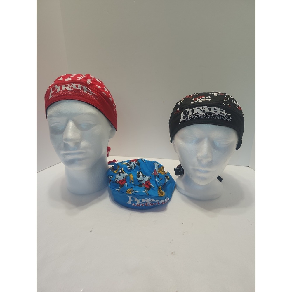 Lot Of 3‎ Pirate Adventures Skull Caps One Size Fits Most Red Blue Black